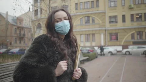 Stock Footage Woman Wearing A Face Mask On The Street Live Wallpaper Free - Free Live Wallpaper