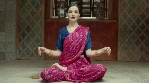 Stock Footage Woman Doing Yoga In A Hindu Dress Live Wallpaper Free - Free Live Wallpaper