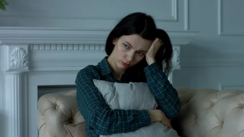 Stock Footage Worried And Sad Woman Hugging A Cushion Live Wallpaper Free - Free Live Wallpaper