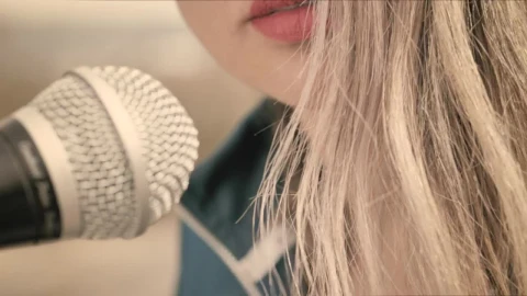 Stock Footage Woman Singing Into A Microphone Closeup Live Wallpaper Free - Free Live Wallpaper