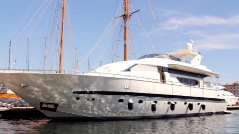 Stock Footage Yacht Anchored In The Port Live Wallpaper Free - Free Live Wallpaper