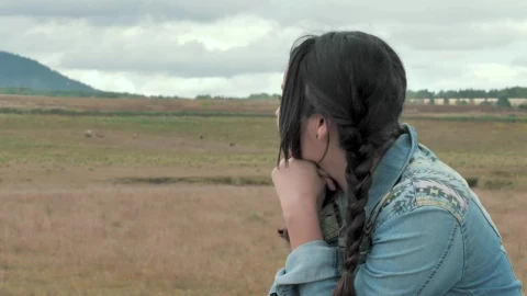 Stock Footage Woman With Braids Watching The Landscape In The Countryside Live Wallpaper Free - Free Live Wallpaper
