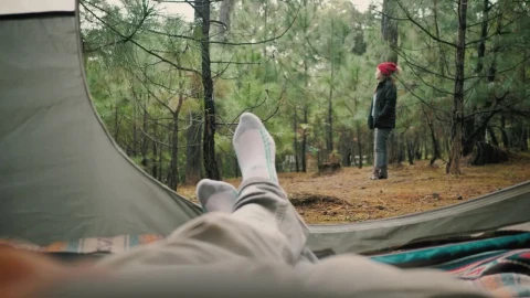 Stock Footage Woman Inviting A Man To Leave His Tent Live Wallpaper Free - Free Live Wallpaper