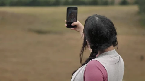 Stock Footage Woman Taking Selfies In The Woods Live Wallpaper Free - Free Live Wallpaper