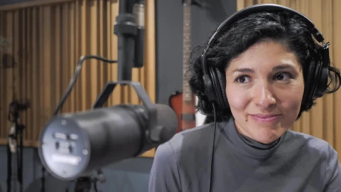 Stock Footage Woman Recording A Podcast Live Wallpaper Free - Free Live Wallpaper