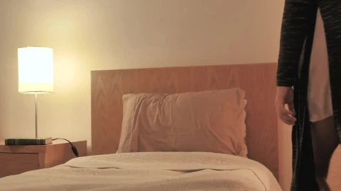 Stock Footage Woman Comes To Her Bed To Sleep Live Wallpaper Free - Free Live Wallpaper