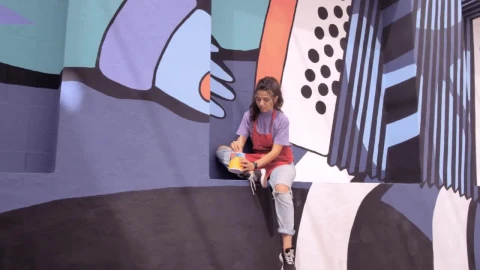 Stock Footage Woman Painting A Mural Live Wallpaper Free - Free Live Wallpaper