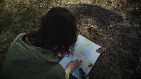 Stock Footage Woman Reading A Map In The Forest Live Wallpaper Free - Free Live Wallpaper