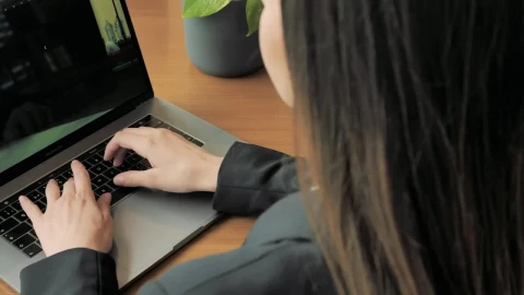 Stock Footage Woman Writing On A Laptop Live Wallpaper Free - Free Live Wallpaper