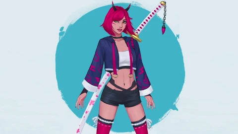 Ninja Girl With Katana Live Wallpaper For PC - Free Live Wallpaper