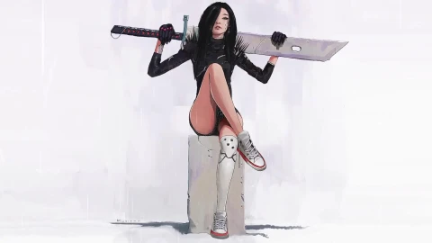 Cool Free Girl With Great Sword Live Wallpaper Rain Edition - Free Live Wallpaper
