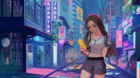 quarter jade neon 2k animated wallpaper - Free Live Wallpaper