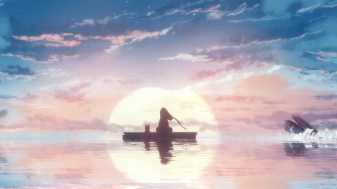 anime whale jumping out of water animated wallpaper - Free Live Wallpaper