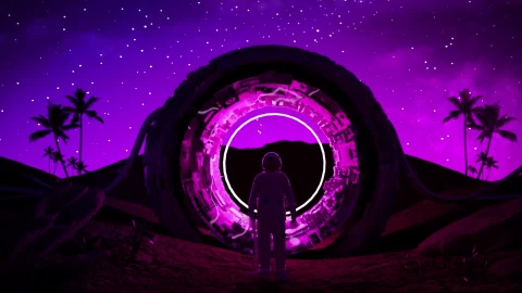 Windows Astronaut In Science Fiction Portal Ring Live Wallpaper - Free Live Wallpaper
