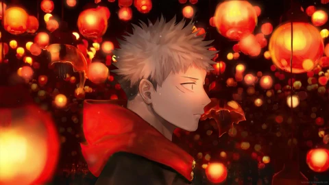Desktop Yuuji Itadori Lanterns Jujutsu Kaisen Live Wallpaper - Free Live Wallpaper