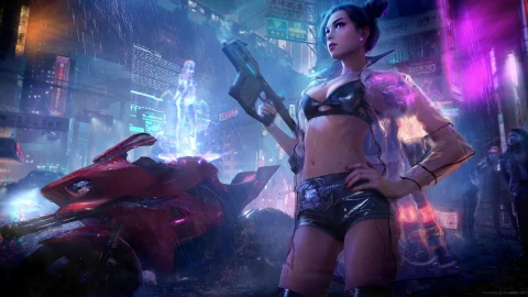 Desktop Cyberpunk Girl Synthwave Live Wallpaper - Free Live Wallpaper