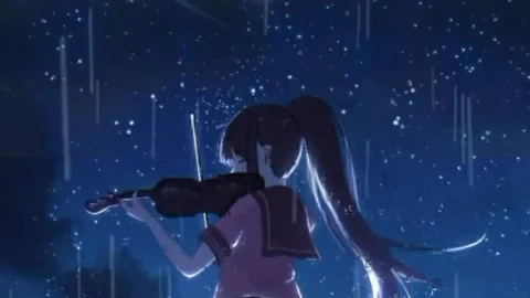 iPhone and Android Starry Night In The Rain Anime Girl Live Phone Wallpaper - Free Live Wallpaper