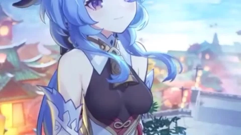 iPhone and Android Genshin Impact Game Cute Girl On Roof Top Phone Live Wallpaper - Free Live Wallpaper