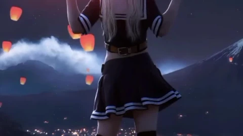 iPhone and Android Cool Anime Samurai Girl In Night Live Phone Wallpaper - Free Live Wallpaper