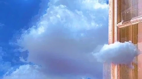 Aesthetic Window Blue Clouds Animated Sky Live Wallpaper - Free Live Wallpaper