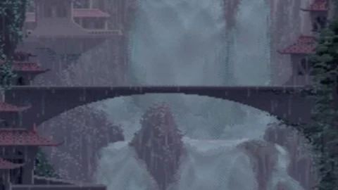 iPhone and Android Rainy Waterfall Pixel Live Phone Wallpaper - Free Live Wallpaper