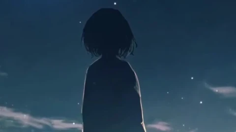 Anime Girl And Falling Stars Scenery Live Phone Wallpaper to iPhone and Android - Free Live Wallpaper