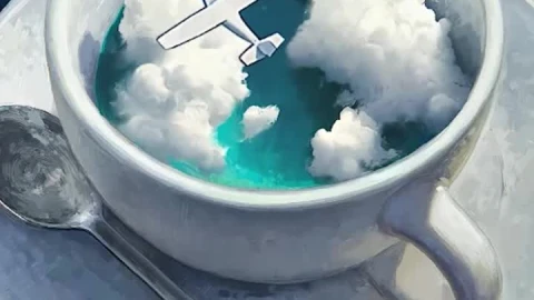 Live Phone Cup With Plane In Clouds Wallpaper To iPhone And Android - Free Live Wallpaper