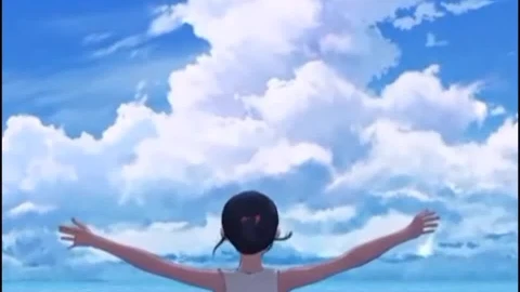 Anime Ocean Water With Blue Sky And Girl Live Wallpaper - Free Live Wallpaper