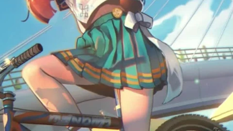 Live Phone School Girl On Bicycle Anime Wallpaper For iPhone And Android - Free Live Wallpaper