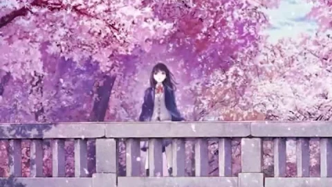 Live Phone Couple On Bridge With Cherry Blossom Anime Wallpaper For iPhone And Android - Free Live Wallpaper