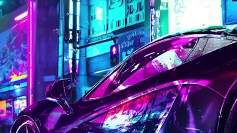 iPhone and Android Mclaren Cyberpunk Neon City Live Phone Wallpaper - Free Live Wallpaper