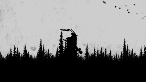 Live Phone Silhouette Of Samurai Walking Full Moon Wallpaper To iPhone And Android - Free Live Wallpaper