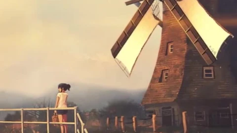 iPhone and Android Girl With Windmill Live Phone Wallpaper - Free Live Wallpaper