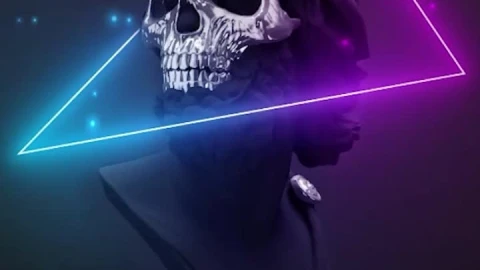 Live Phone Skull Neon Minimal Wallpaper To iPhone And Android - Free Live Wallpaper
