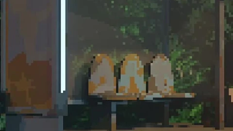iPhone and Android Old Bus Stop Pixel Live Phone Wallpaper - Free Live Wallpaper