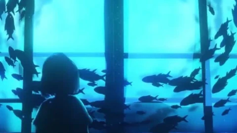 Live Phone Girl Sitting Near Aquarium Anime Wallpaper For iPhone And Android - Free Live Wallpaper