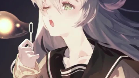 Live Phone Girl Blowing Bubbles At Night Anime Wallpaper For iPhone And Android - Free Live Wallpaper