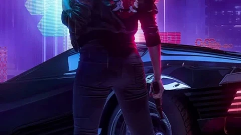 Live Phone Woman Rain Night Cyberpunk 2077 Wallpaper To iPhone And Android - Free Live Wallpaper