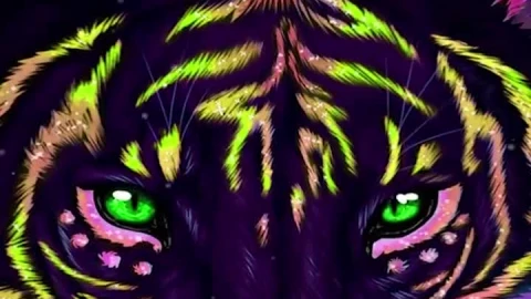 iPhone Android Neon Tiger Drinking Live Phone Wallpaper - Free Live Wallpaper