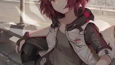 Anime exusiai arknights with motorcycle iphone wallpaper hd - Free Live Wallpaper