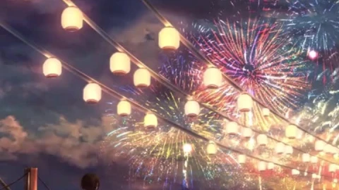 iPhone and Android Girl Watching Fireworks Live Phone Wallpaper - Free Live Wallpaper