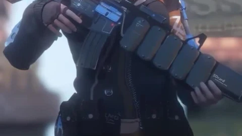 iPhone and Android Anime Girl Walking On The Street With A Gun Live - Free Live Wallpaper