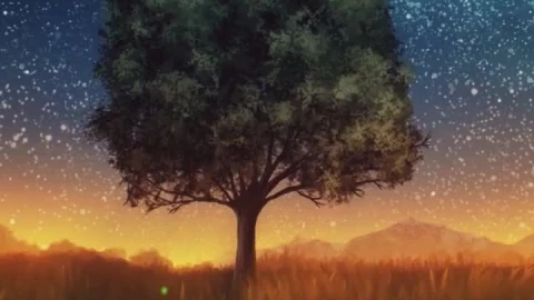 iPhone and Android Lone Tree Starry Night Live Phone Wallpaper - Free Live Wallpaper