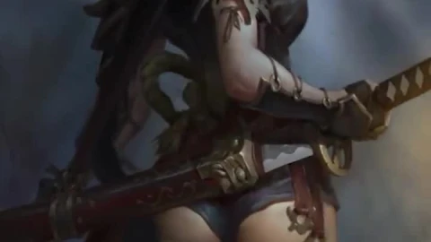 iPhone  Android Samurai Demon Hunter Girl Free Phone Live Wallpaper - Free Live Wallpaper