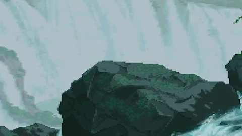 Pixel Day And Night Waterfall Fall Wallpaper Iphone - Free Live Wallpaper