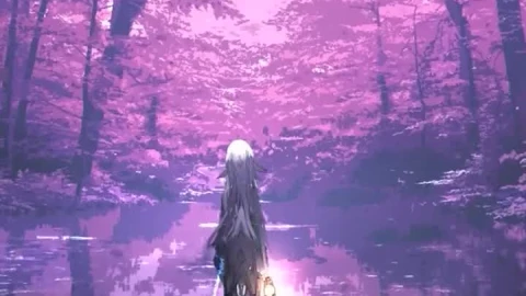 iPhone  Android Fantasy Purple Forest Pond Girl Wallpaper - Free Live Wallpaper