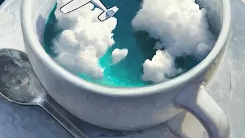 Android  iOS iphone Mobile Cup With Plane In Clouds Free Live Wallpaper - Free Live Wallpaper