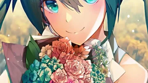 iPhone And Android Hatsune Miku Vocaloid And Flowers Phone Live Wallpaper - Free Live Wallpaper