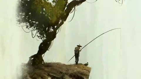 iPhone  Android Fisherman Fishing At Waterfall Fantasy Phone Live Wallpaper - Free Live Wallpaper