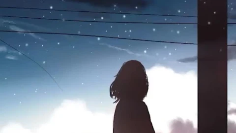 iPhone  Android Girl Clouds City And Falling Stars Phone Live Wallpaper - Free Live Wallpaper